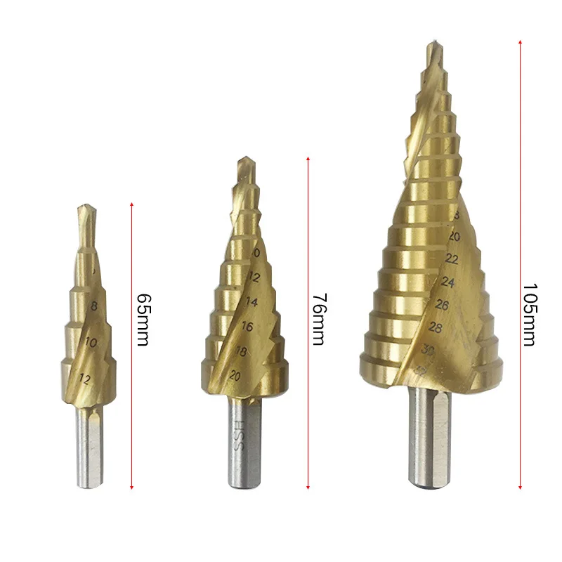 

1/3pc 4-12/20/32mm HSS Spiral Grooved center drill bit solid carbide drill accessories Titanium Step Cone circle stalk Drill Bi
