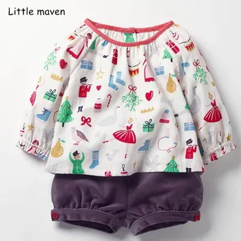 

Little maven children's clothing sets 2019 autumn new girls Cotton brand tops print t shirt + shorts 20241