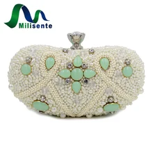 Milisent De Luxe Perle Sacs Femmes Sac Chaîne Blanc De Mariage D’embrayage De Soirée Noire Sacs À Main Parti Embrayages Rose Dames Banquet Sacs À Main