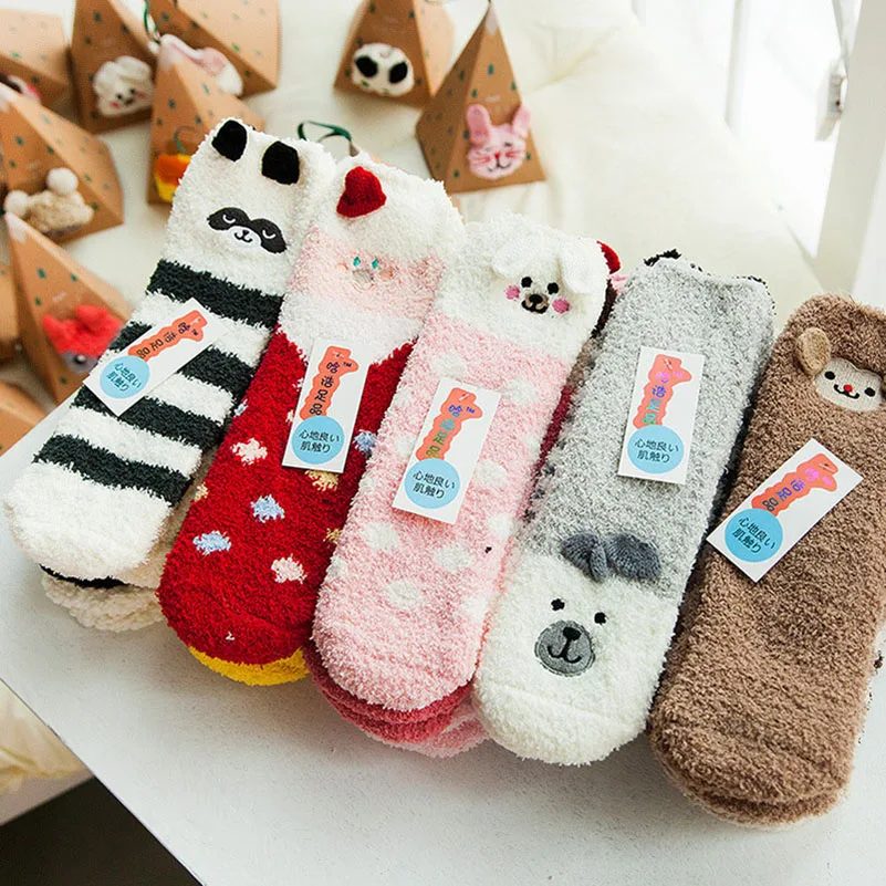 3 пары, рождественский подарок, 3D дизайн, пушистые коралловые бархатные толстые теплые носки, женские высококачественные махровые носки-тапочки/носки для сна, подарочная коробка