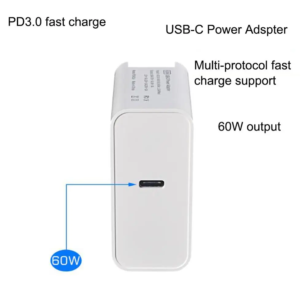 60 Вт PD type C USB быстрое зарядное устройство для MacBook Pro samsung Galaxy Note 9/S9 ноутбук адаптер питания быстрая зарядка 3,0 зарядное устройство для путешествий