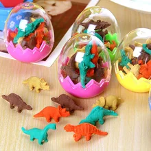 10 комплектов, ластик с рисунком в форме динозавра, модный подарок, канцелярские принадлежности, 1 набор = 1 яйцо = 8 шт., мини-ластик в форме динозавра