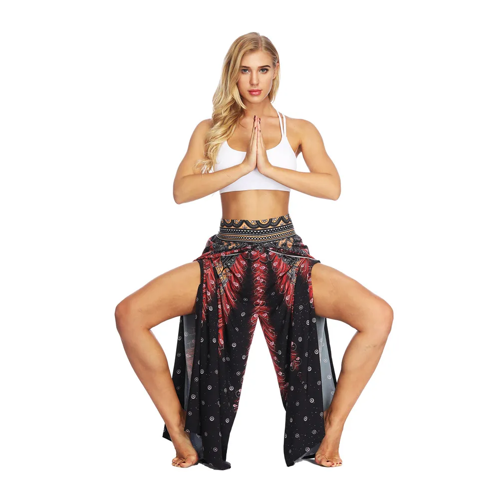 Women Casual Summer Loose Yoga Trousers Baggy Boho Aladdin Jumpsuit Harem Pants women leggings sport fitness