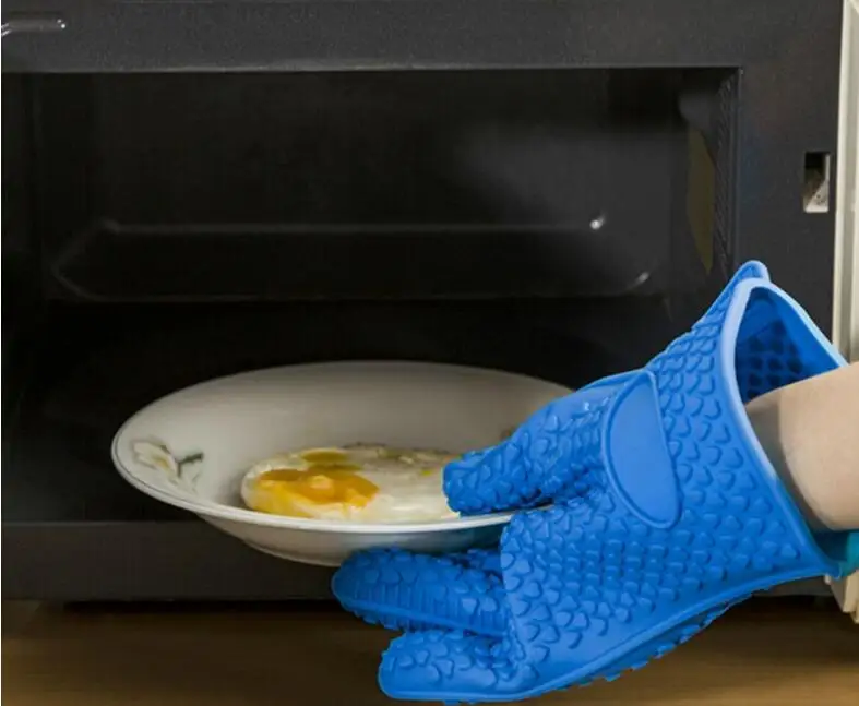 ORGANBOO 1PC barbecue outdoor silicone gloves high temperature insulation hot water slippery microwave oven baking gloves bbq