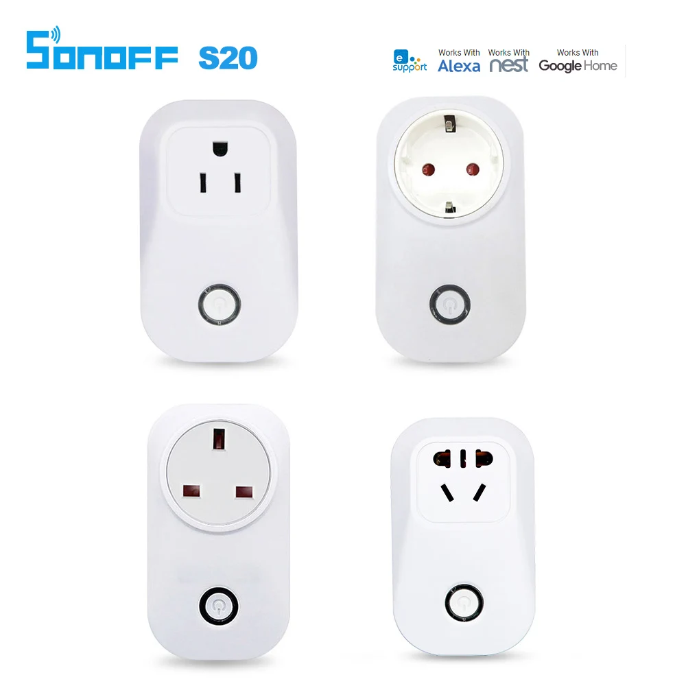 Sonoff S20 Смарт Wi Fi Мощность Разъем EU Великобритании США PLug Беспроводной APP