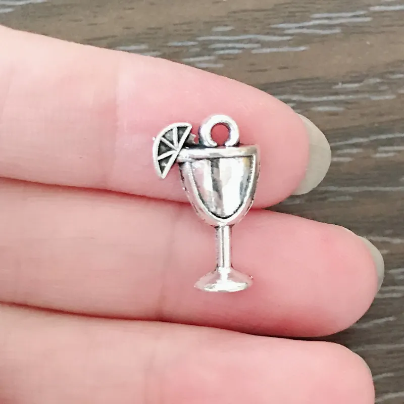 20PCS Bohemian Cocktail Charm Antique Silver Tone martini cocktail