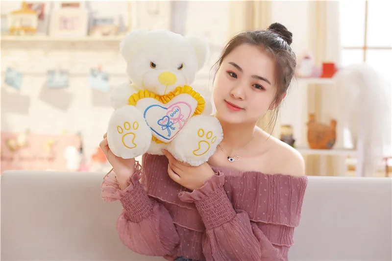 Светодиодный свет Teddy Bear Cute Bear Hug услышать плюшевые игрушки красочные светящийся животных световой плюшевые куклы, игрушки для детей подарок для детская