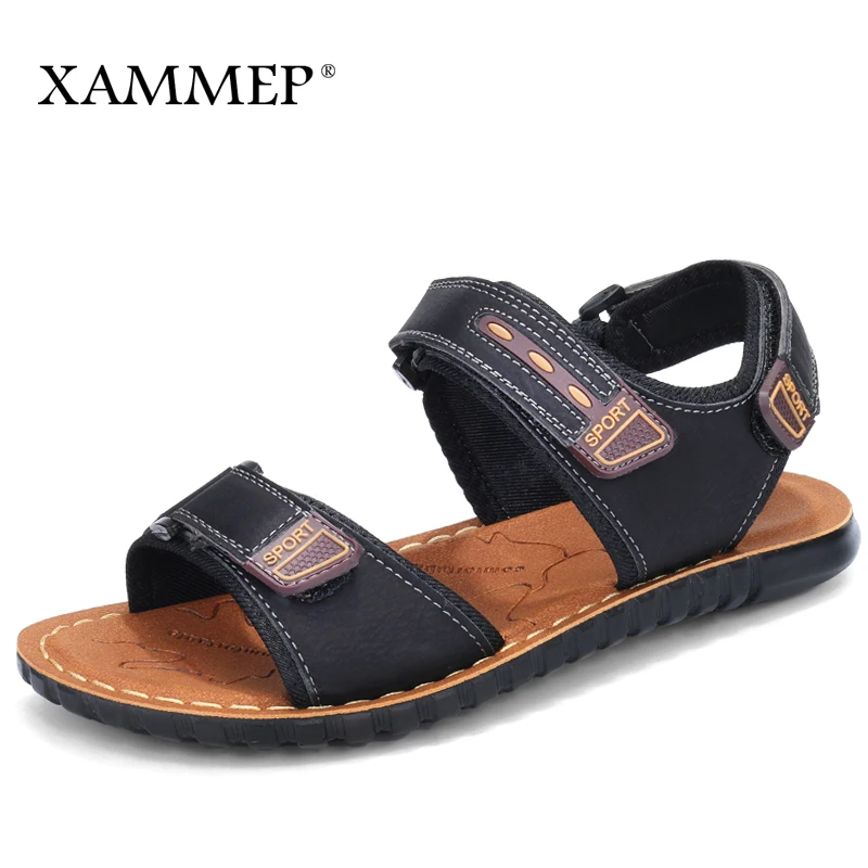 

Xammep Brand Men Sandals Men Beach Sandals Men Slippers Flip Flops Men Sneakers Genuine Split Leather Casual Shoes Summer Shoes
