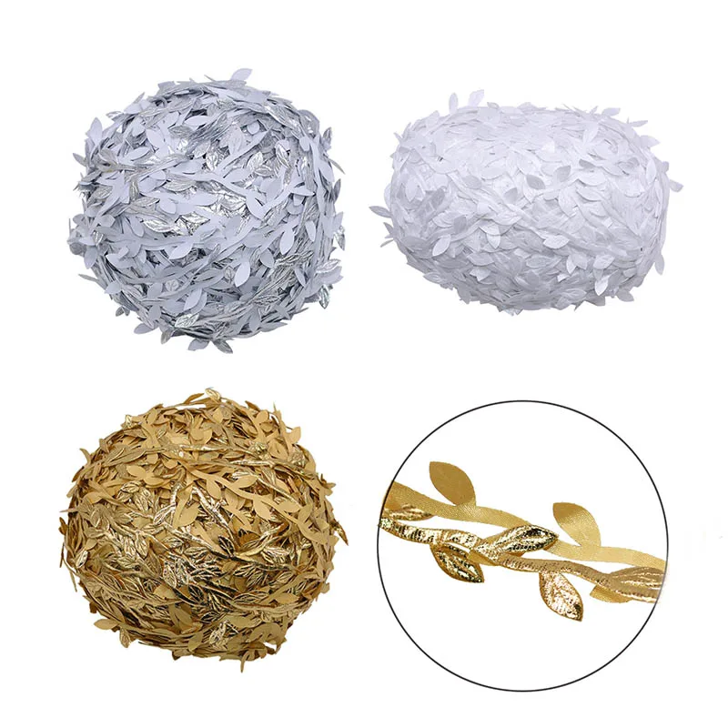 

10m Artificial Leaves Gold/Silver Silk Leaf Garland For Wedding Decoration DIY Wreath Gift Scrapbooking Craft Fake Flower
