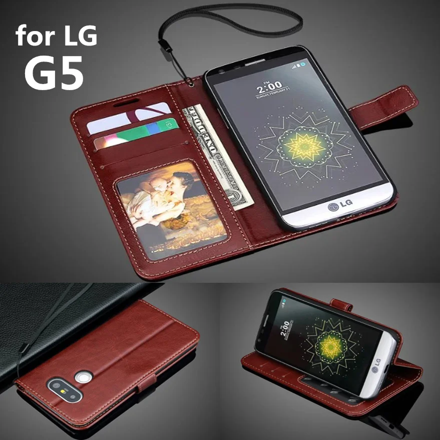 LG5 for LG G5 Case Luxury Wallet Card Slot Stent Cases Horse Leather Pattern Flip Protect Cover Black G 5 Covers H830 | Мобильные
