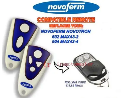 

50pcs NOVOFERM NOVOTRON 502 MAX43-2, 504 MAX43-4 compatible remote control 433,92mhz DHL free shipping