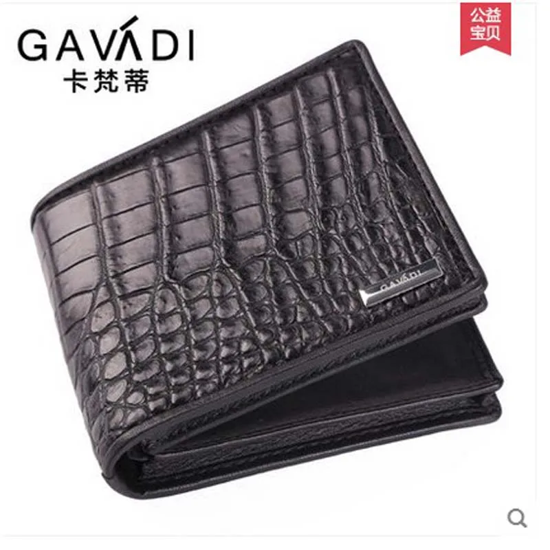 

kafanfdi 2018 new Nile crocodile leather men wallet authentic more screens black crocodile leather short man purse
