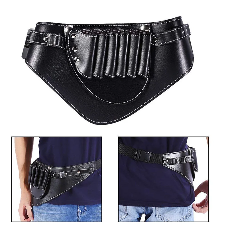 

Hair Scissors Barber Tools Bag Waist Pack with Waist Shoulder Belt PU Leather Scissor Pouch Holster Hairdressing Bag Holder