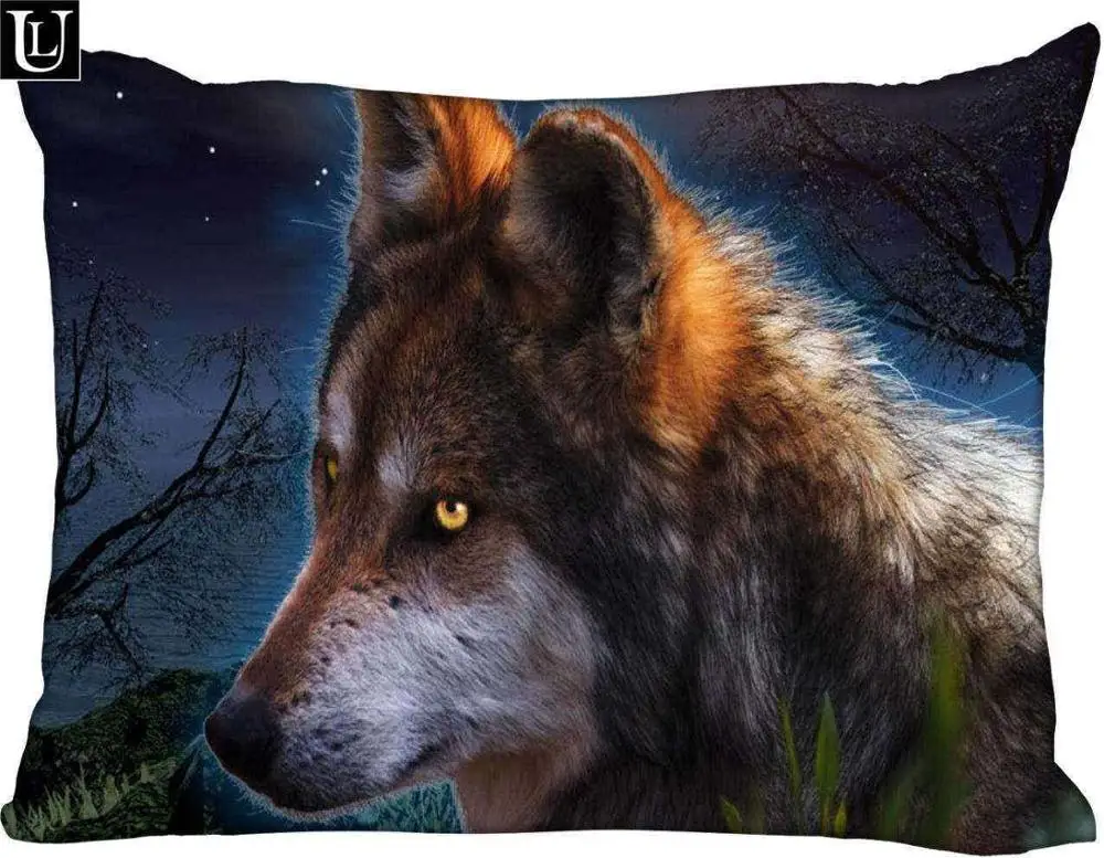 Pillowcase Пользовательские Волк Прямоугольник Наволочка Размеры 45x35 см(одна сторона) принт пользовательских молнии полиэстер хлопок наволочка более Размеры - Цвет: Pillowcase