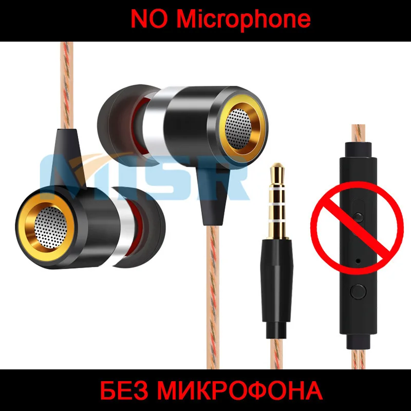 MISR наушники A8 для телефона, проводные наушники-вкладыши с микрофоном, микрофон, регулятор громкости, стерео бас, Металлические Пластиковые наушники, разъем 3,5 мм - Цвет: Black without MIC