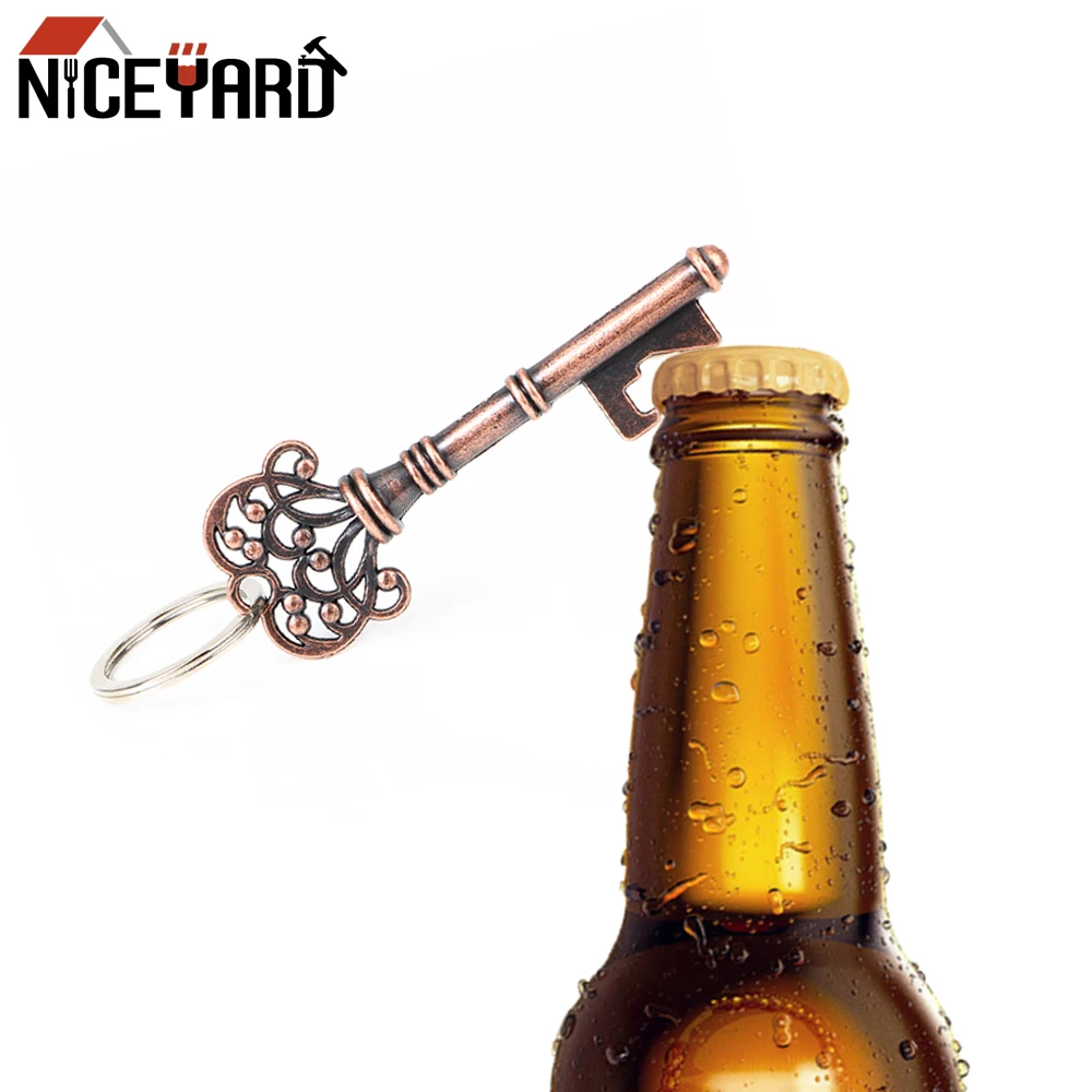 

NICEYARD Hanging Keychain Retro Metal Multifunction Key Shape Beer Bottle Opener for Wedding Party Keyring