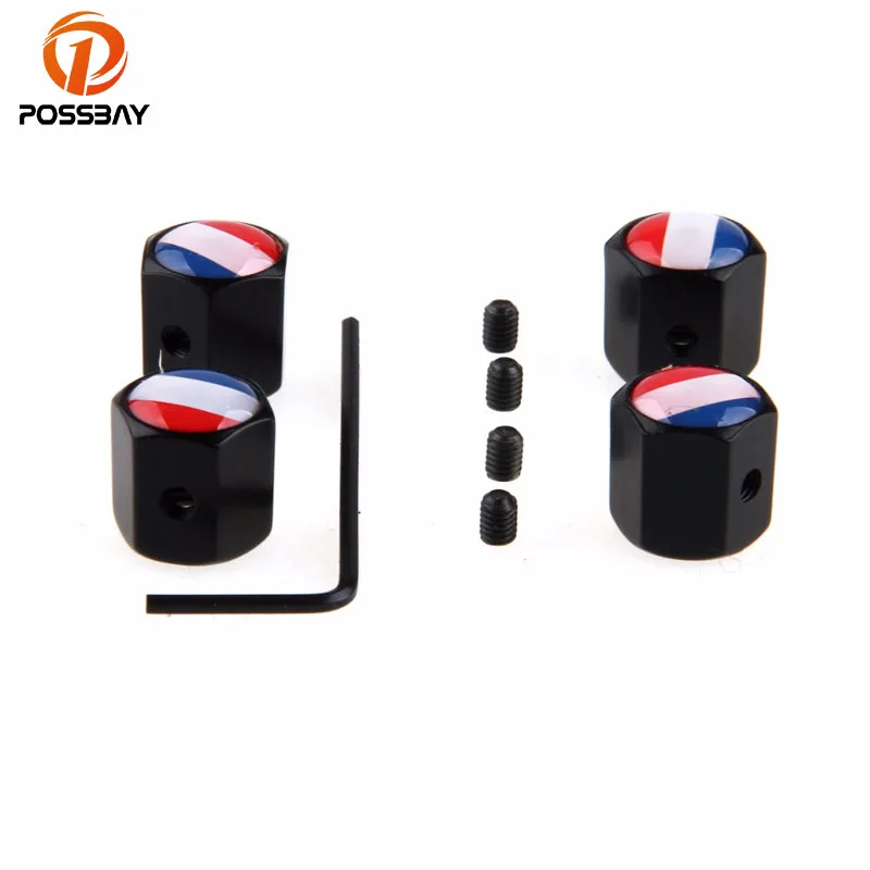 POSSBAY 4Pcs/set Theftproof France Flag Car Wheel Tire