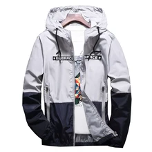 Spring Autumn Fashion Hooded Two Tone Windbreaker Jacket Zipper Pockets Casual Long Sleeves Feminino Coats Outwear zippered two tone hooded padded jacket