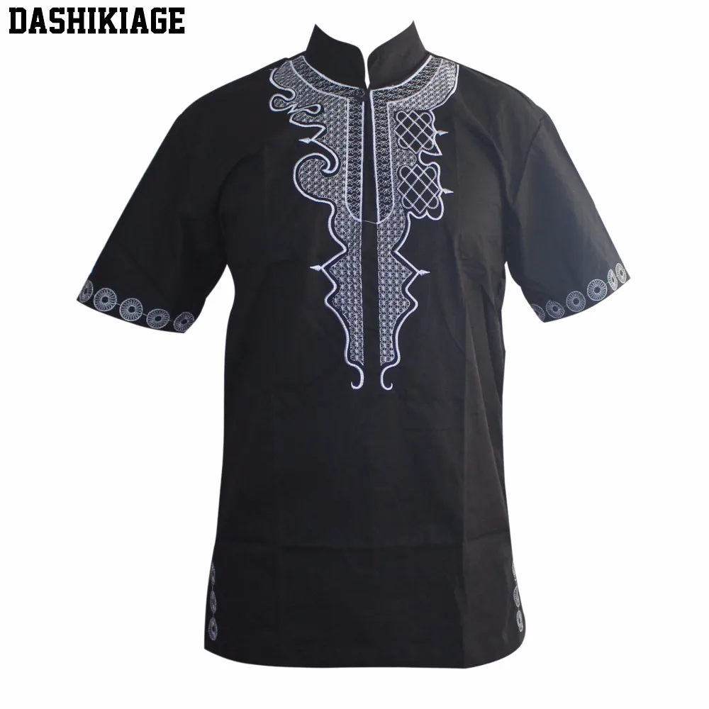Dashikiage Black Panther Embroidered Slim African Hippie Dashiki Top Ankara For Man's Short Sleeve Fashion T-Shirts | Мужская одежда