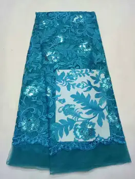 

multi color Sequin Lace Fabric 4.5*1.35meters 2017 African Lace fabric with Sequins High Quality white Sequin Fabric for dresses