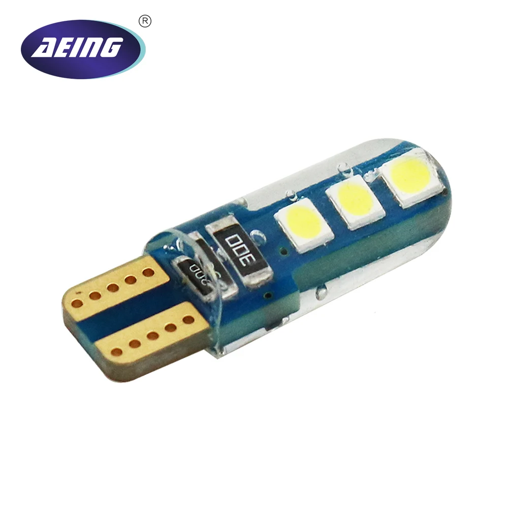 AEING 1 шт. T10 Светодиодные лампы W5W 194 силиконовый 6SMD для автомобиля боковые