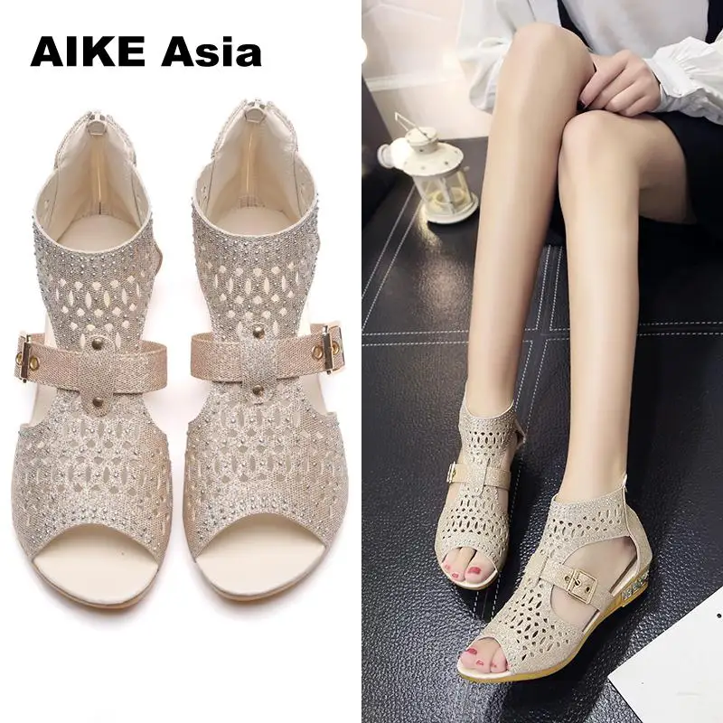 

Size 36-41 Women Feminina Casual Rome Summer Shoes Fashion Rivet Gladiator Sandals Women Sandalia Mujer Buckle Wedge