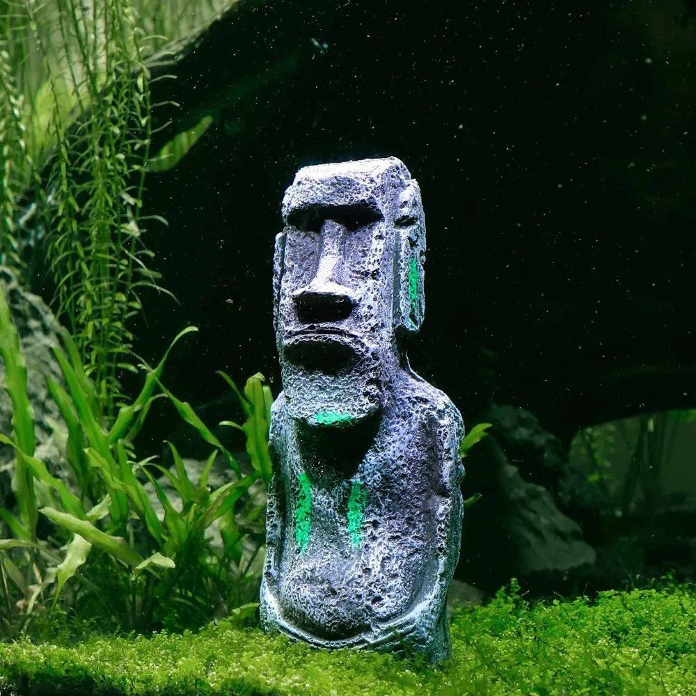 

Resin aquarium decoration 18cmX8cmX8cm Easter Island Stone Statue Imitation Ancient Roman Portrait Accessories