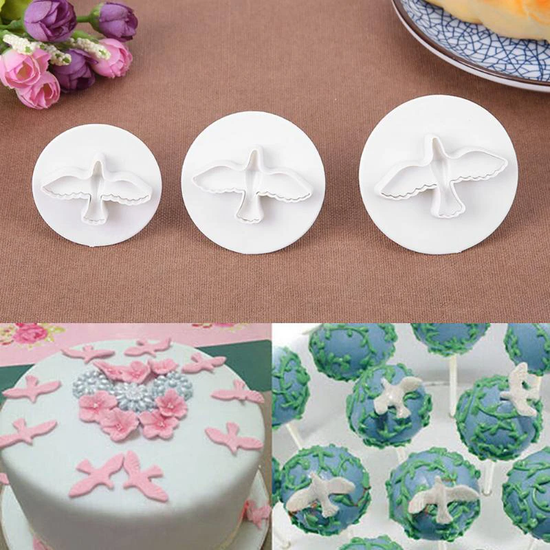 

3Pcs/set Cute Baking Tool Dove Shape Cake Pigeon Fondant mould Cake Cookies Decorating Mold