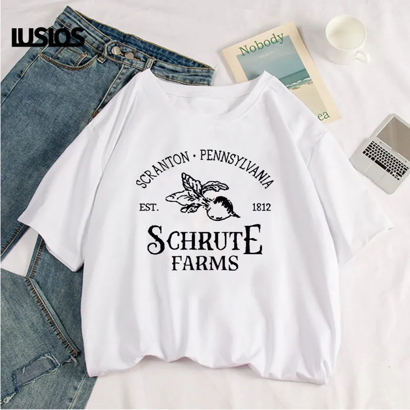 Футболка LUSLOS SCHRUTE Farm женская с коротким рукавом повседневный белый супермягкий