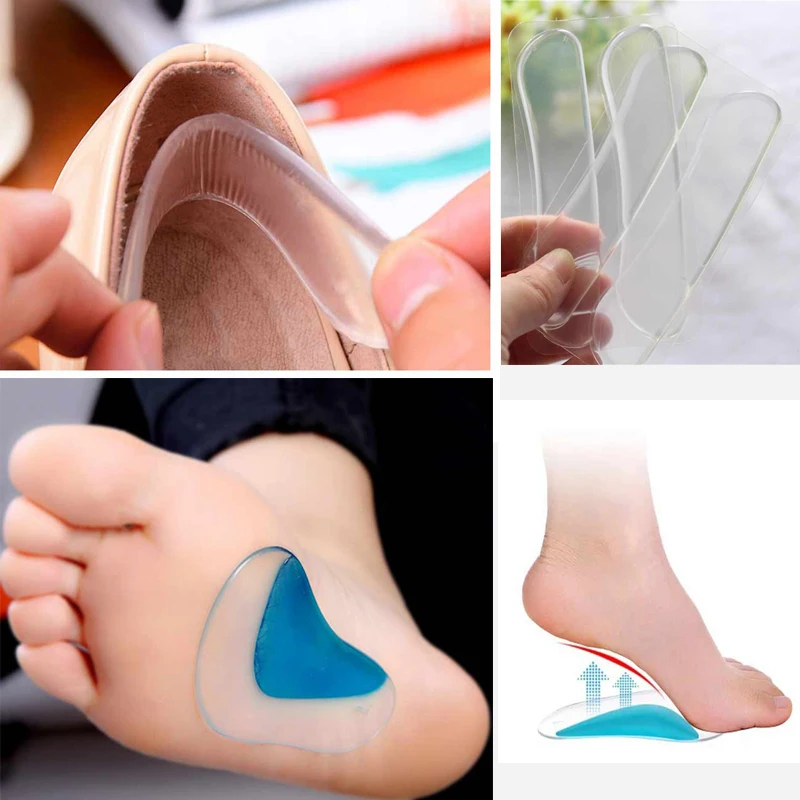 

2Pair/set Silicone Insoles for Shoes Gel Pads Heels Protector Anti Slip Cushion Pads Shoe Insoles of Flatfoot Orthopedic Tools
