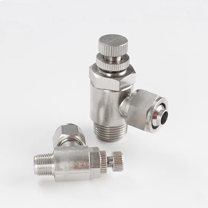 

Pneumatic Fast Twist Fitting Throttle Valve 6/8/10/12mm Hose Tube 1/8" 1/4" 3/8" 1/2" Male Thread Air Flow Speed Control Valve