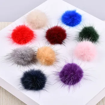 

Autumn and winter mink hair ball rabbit hair ball hairpin earrings DIY material bag handmade bow hair accessories