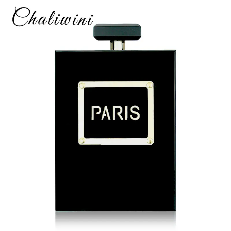 حار الاكريليك عطر النساء عارضة زجاجة سوداء حقائب محفظة باريس حزب أدوات الزينة الزفاف مخلب مساء أكياس المحافظ حقائب