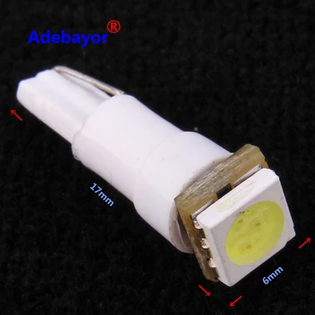 

30 X Car T5 74 5050 SMD 1 LED Instrument lamp Dashboard Reverse Light Clearance Bulb DC 12V New 7 colors free shipping wholesale