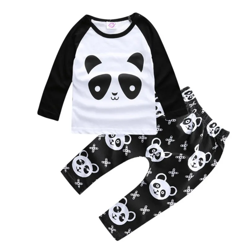 

Autumn Baby Boy Clothes Kids Clothes Sets Panda Printed Long Sleeve T-shirt+Pants Suit Infant Clothing Set