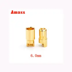 1 пара Amass 6,0 мм Золотая пуля Разъем для RC Lipo батарея Разъем