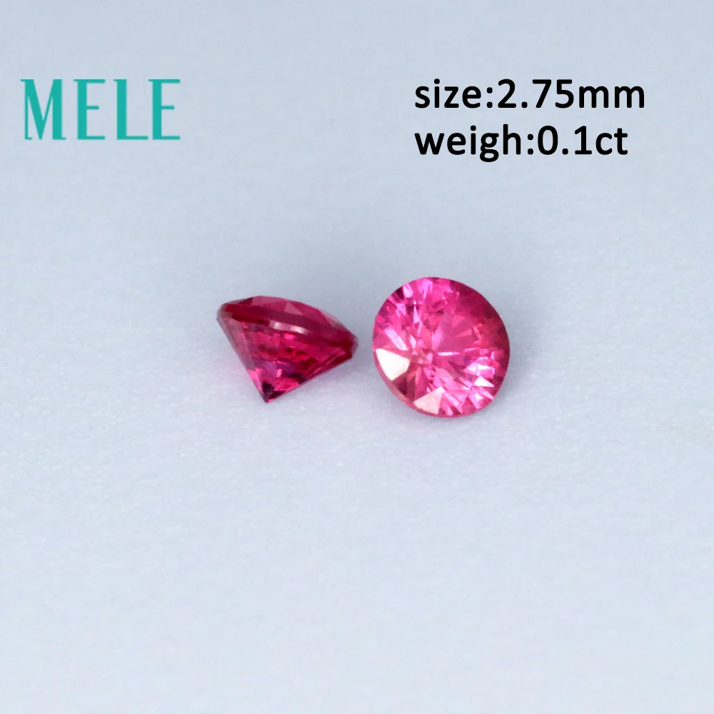 MELE natural red ruby loose gemstone for jewelry DIY making,2.75mm 0.1ct round cut blood lost tone wiht high quality