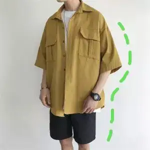 Мужская желтая рубашка Харадзюку модная летняя рубашка с коротким рукавом Уличная рубашка карго Повседневная Мужская винтажная рубашка Топы в стиле хип-хоп - Цвет: 1