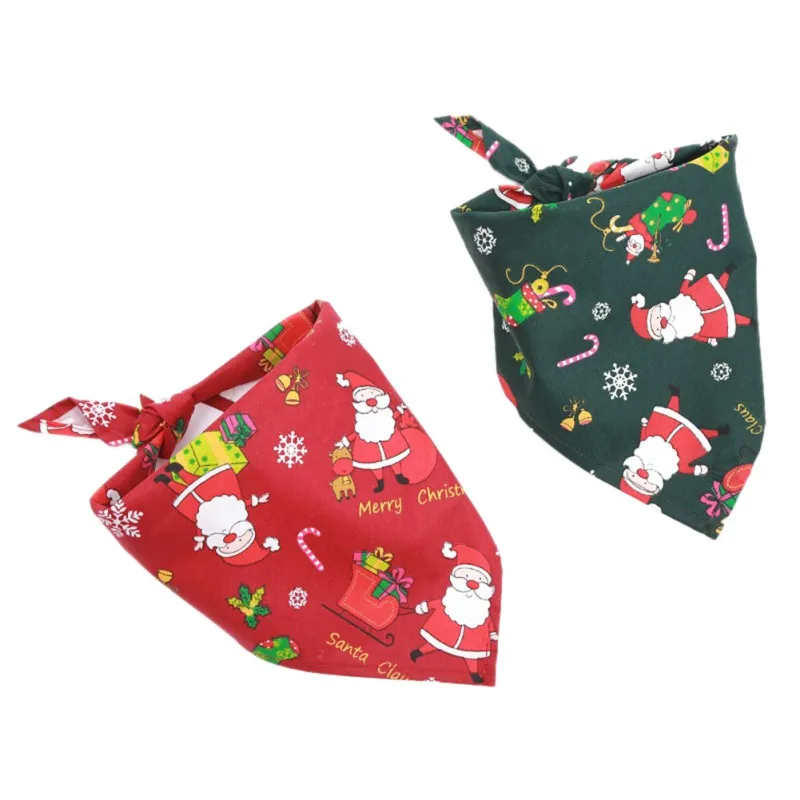 

Christmas Pet Bandanas Cotton Adjustable Dogs Cat Bandanas Scarf Santa Claus Snowman Pet Supplies