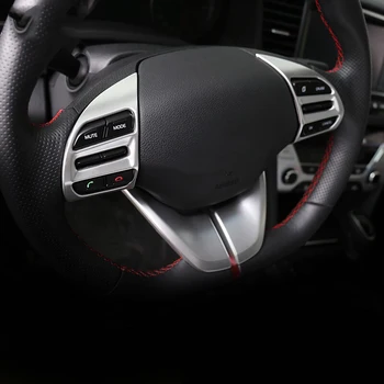 

For Sixth Generation for Hyundai Elantra Avante 2016 2017 ABS Matte Steering Wheel Button Decorative Trims 4 Pieces/Set
