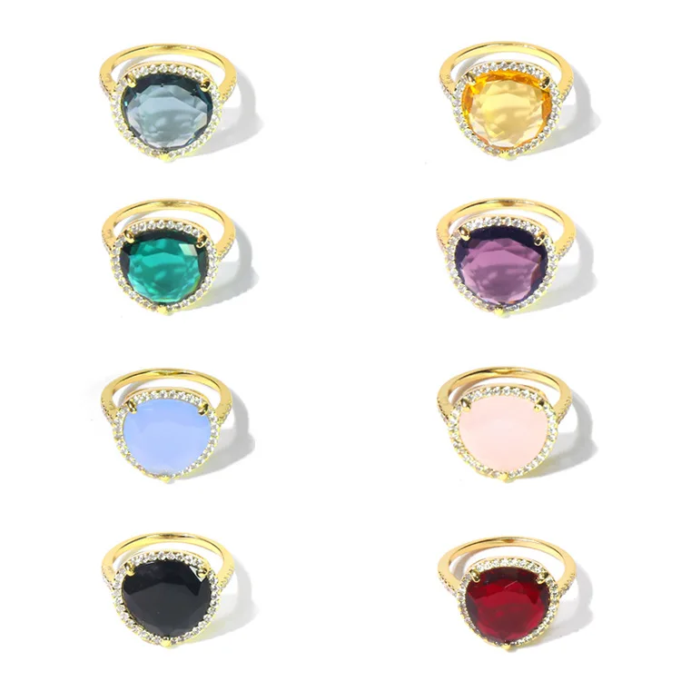 

Luxury Italy Brand Jewelry NUDO candy ring For Women Colorful Crystal big stone Water droplets Ring Gold Color Cute Party Rings