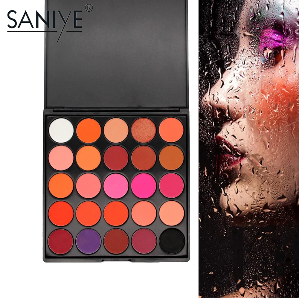 

SANIYE 25 Colors Waterproof Matte Eye Shadow with Blusher Pro Cosmetic Palette Red Eyeshadow Sombras De Ojos Profesional 25C
