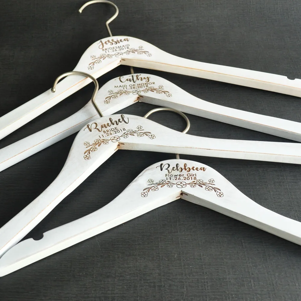 Personalized Wedding Hanger Rustic Bridal Dress Hanger, Bridesmaid Maid