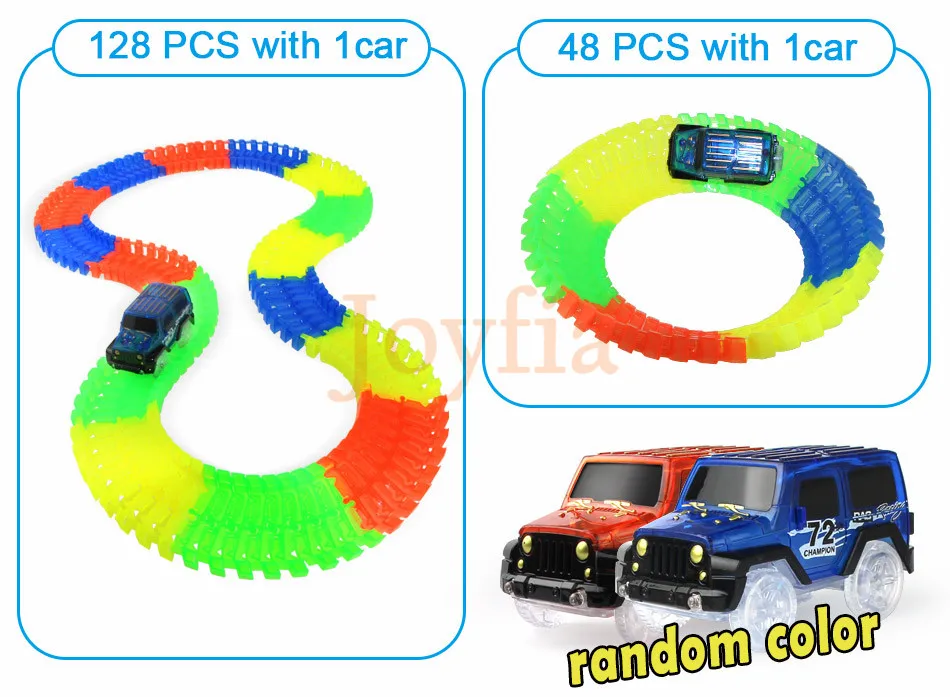 88/216/304/312/848 шт. автомобильный трек флуоресценции гоночной трассе изгиб Flex мигающего освещения, набор для сборки автомобилей гоночный трек светится модель автомобиля>