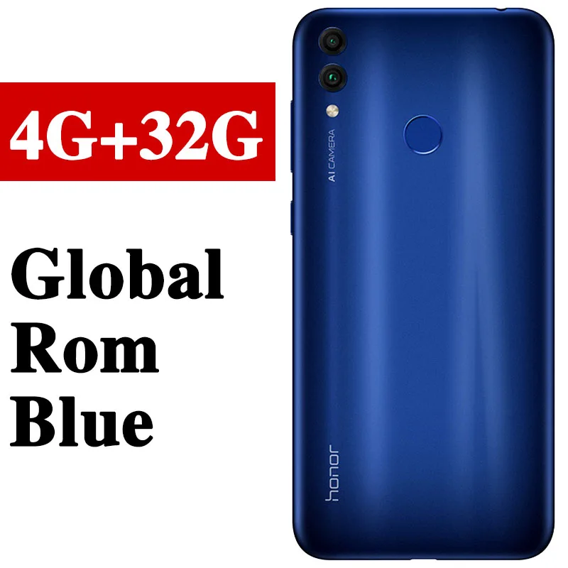 Глобальная прошивка поддержка HONOR 8C 6,26 дюймов Snapdragon 632 Octa Core 4000 мАч 3 карты VoLTE Face ID полный Экран мобильного телефона из закаленного стекла - Цвет: 4G 32G Blue