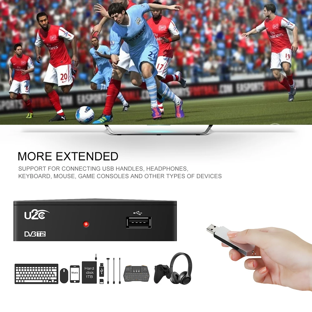 U2C HDMI TV Receiver Tuner Dvb T2 Wifi Usb2.0 Full HD 1080P Dvb-t2 Tuner TV Box Dvbt2 Built-in Russian Manual European Power Sup