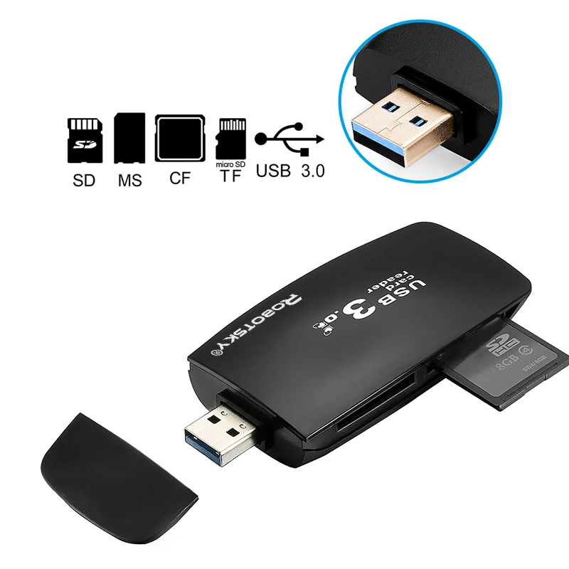 4 in 1 USB 3.0 Memory Card Reader Up to 5Gbps Adapter for SD/TF CF MS Micro SD PC Computer Laptop Accessories