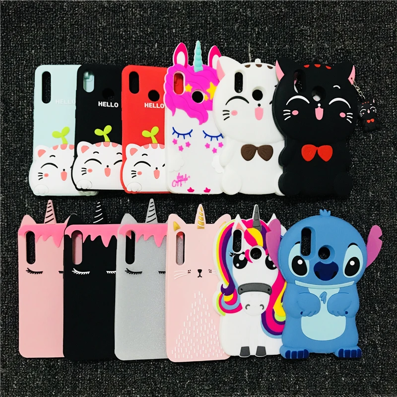 

P20 Lite Pro Plus Case Silicone Cat Unicorn Stitch 3D Cartoon Soft Cover for Huawei P20Lite P20Pro P20Plus Nove 3e Nova3e