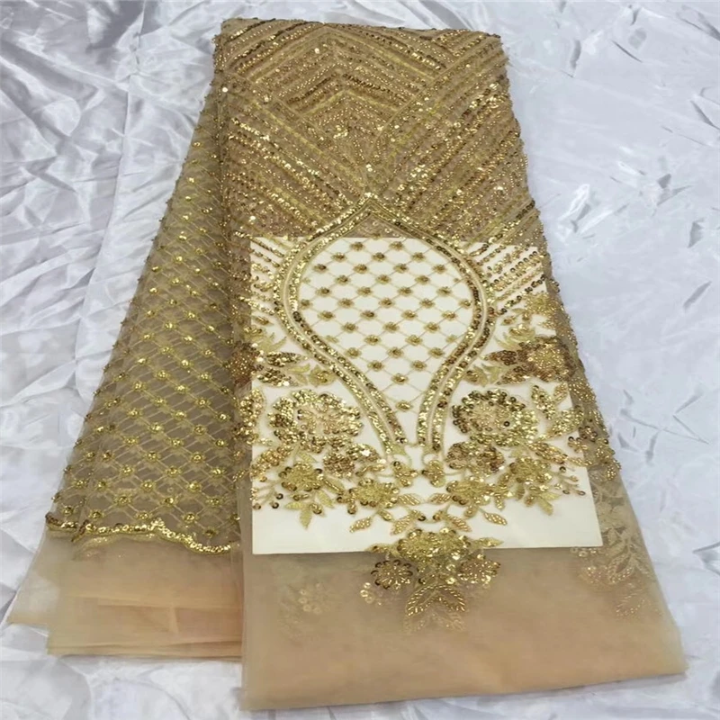 

VILLIEA French Lace Fabric African Guipure Lace Fabric With Embroidery Mesh Tulle Glittery Sequin Ribbon Cord Sequins lace