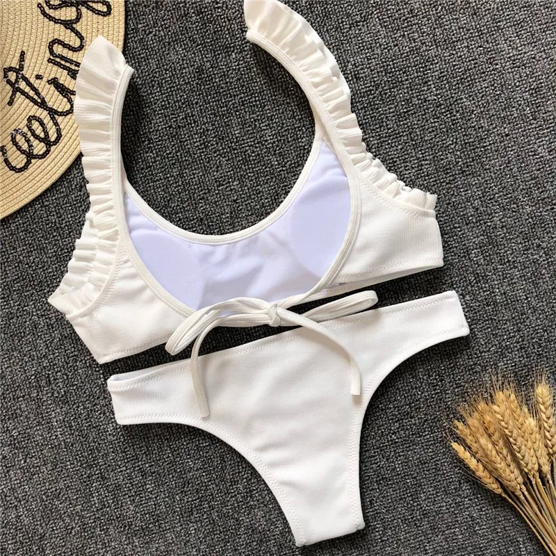 Бикини 2018 купальник женский Maillot De Bain Femme сексуальный однотонный галстук комплект